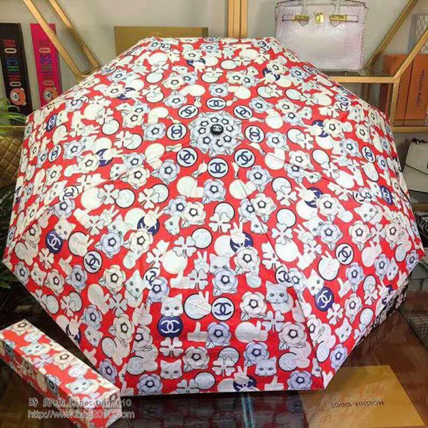 CHANEL香奈兒傘 時尚單品 招財龍貓 春夏新品 驚豔款 最新款山茶花 全自動UV晴雨傘  zm1015